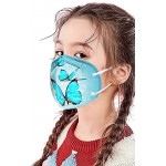 NIMIZIA 10 Stück Kinder 5 Lagige Schutz Maske,Bunt 5 Lagige Mund und Nasenschutz mit Schmetterling Druck,Atmungsaktiv Stoff Bandana für Jungen und Mädchen von 3-10 Jahren