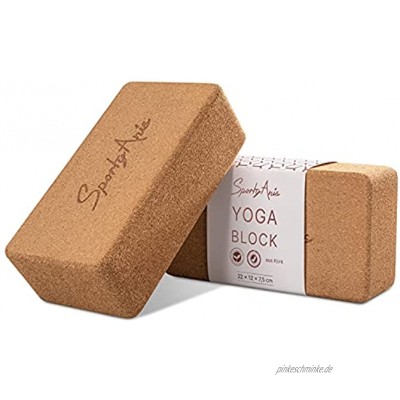 SportyAnis® Yogablock [2er Set] inkl. Trainingsbuch – Korkblock Yogaklotz für Yoga Pilates und Meditiation für Anfänger und Profis – Yoga-Block aus Naturkork