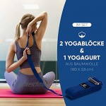 WOMA Yoga Block 2er Set + Yoga Gurt in 4 Farben Yogablock aus Eva Kunststoff + Yoga Stretching Band aus Baumwolle für Yoga Pilates & Fitness Absolut rutschfest stabil & leicht zu reinigen