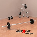 MAXXIVA® Hantelstange 140 cm Langhantelstange Krafttraining Zugstange silber verchromt Sternverschluss Workout Bodybuilding Fitness Gewichtheben bis 300 kg