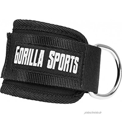 GORILLA SPORTS® Fußschlaufe Fitness Schwarz Einzeln 2er Set – Ankle Strap gepolstert für Kabelzug