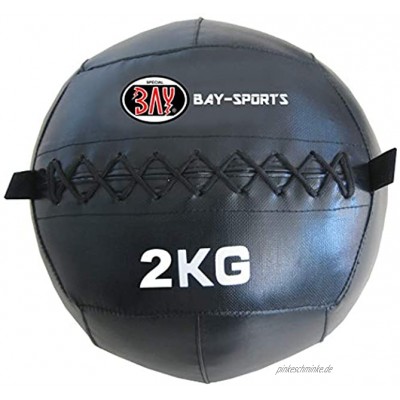 BAY-Sports Wall Ball Cross Medizinball 2 kg PVC schwarz Functional Training Gewichtsball Trainingsball Fitnessball Krafttraining,