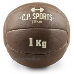 C.P.Sports Medizinball Leder braun K5 Gewichtsball Original Medizinbälle Ball Gymnastikball 0,5 kg 1 kg 2 kg 3 kg 4 kg 5 kg 6 kg 7 kg 8 kg 9 kg 10 kg 12,5 kg 15 kg