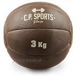 C.P.Sports Medizinball Leder braun K5 Gewichtsball Original Medizinbälle Ball Gymnastikball 0,5 kg 1 kg 2 kg 3 kg 4 kg 5 kg 6 kg 7 kg 8 kg 9 kg 10 kg 12,5 kg 15 kg