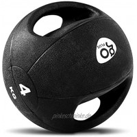 DREAMADE Medizinball mit Griff Gewichtsball aus Gummi Trainingsball Fitnessball Gymnastikball in verschiedenen Gewichten Schwarz