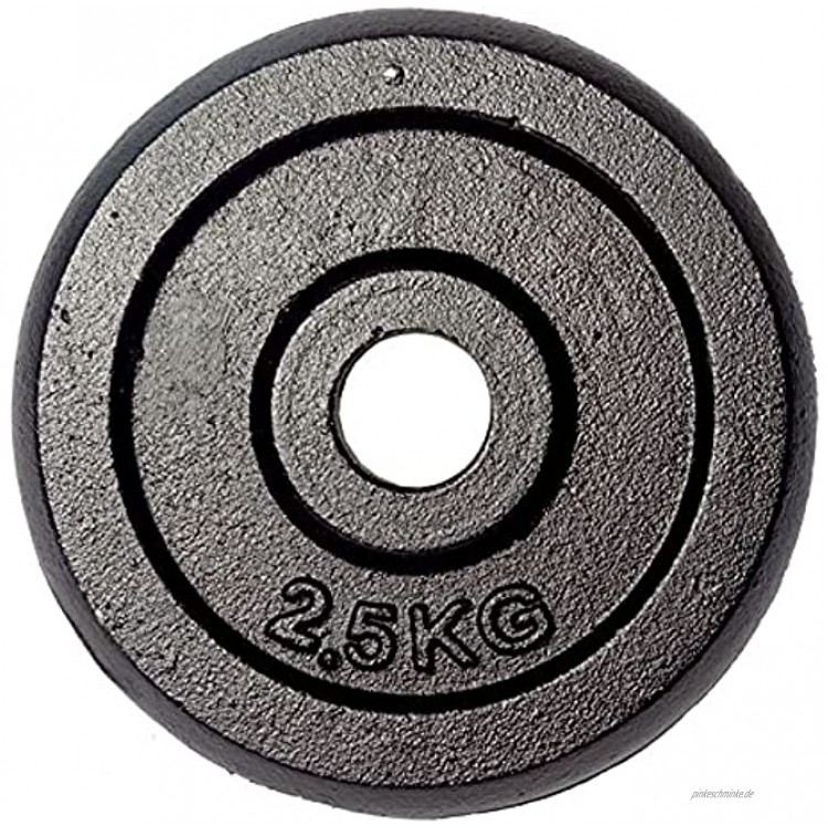 CARDIOfitness 1x 2,5 kg Hantelscheibe Gewichtsscheibe 30 31 mm Bohrung Gusseisenscheibe 2,5 kg 15,5 cm Durchmesser Schwarz