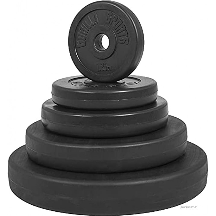 GORILLA SPORTS® Hantelscheiben Set Einzeln Kunststoff – 1,25-15 kg Gewichte mit 30 31 mm Bohrung