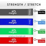 Meglio Loop Bänder einzeln und Set von 4 Widerstandsband in 5 Stärken Fitnessbänder für Yoga Pilates Rehabilitation Training kostenlose Übungsanleitung inbegriffen