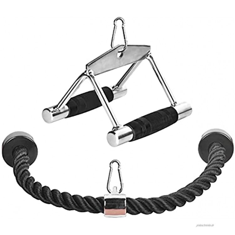 Trizeps-Kabelbefestigung und doppelter D-Griff für LAT-Pulldown-Training Zubehör für Heimtrainer mit Kabelmaschine Trizepsseil V-förmige Stange