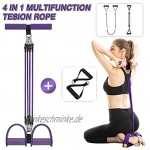 gracosy Bauchtrainer Upgrade 4 Tubes Pedal Resistance Band Elastisches Sit-up Pull Rope Bodybuilding Expander Multifunktions-Widerstandstraining Home Fitness Arm Bein Dehnen Abnehmen Training Yoga