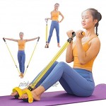 AEDWQ Multifunktionale Gummizug Fußpedal Fitness-Expander Elastischer Arm Stretch Tunnelzug Yoga Zugseil Sit-ups 4 Bänder Sit-up-Übung Blau Gelb Lila