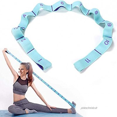 Calayu Yoga Gürtel mit 11 Loops elastische Stretching Band Yoga Pull Strap Pilates Gürtel Fitness Band Widerstandsbänder für Home Gym