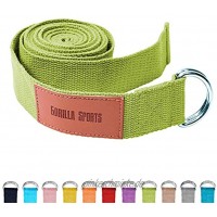 GORILLA SPORTS® Yogagurt mit Metall-Verschluss 2,6 m lang – Yoga Belt aus Baumwolle in 11 Farben