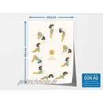 kizibi® Yoga Poster für Kinder Yoga Sonnengruß im Kinderzimmer Yoga für Kinder Yogaübungen mit Kind