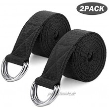 MoKo 2 Pack Yogagurt Durable Baumwolle Fitness Belt mit Metall-D-Ring-Verschluss für die Verbesserung der Flexibilität Physikalische Therapie Pilates und Holding Posen 180 x 3,8 cm