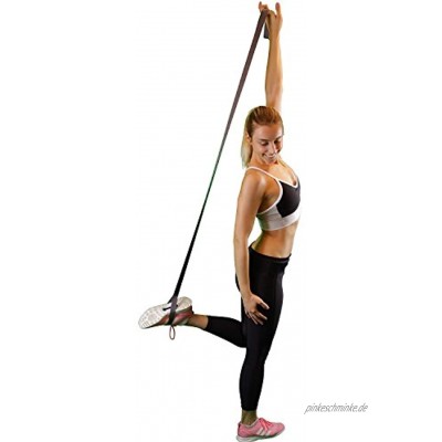 POWRX Stretch Band I Premium Fitnessband Yoga Gurt für mehr Flexibilität + Beweglichkeit I Dehnband Strap mit 10 Schlaufen 170 x 2,5 cm