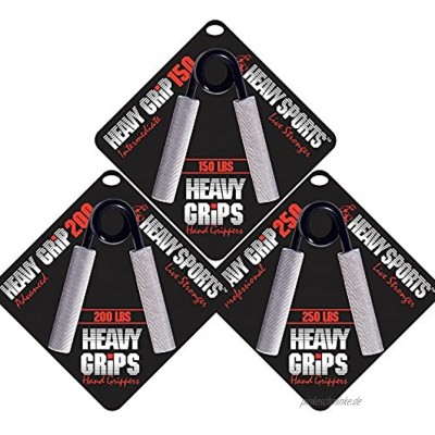 Heavy Grips Set of 3 150 lbs 200 lbs 250 lbs Resistance Grip Strengthener Hand Exerciser Hand Grippers for Beginners to Professionals