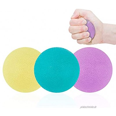 NATEE 3er Set Eiförmige Griffbälle Handtrainer Antistressball Fingertrainer mit Unterschiedlichen Härtegraden Lindert Gelenkschmerzen Gelb Lila Blau