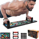 GLKEBY Push Up Board Faltbares 12 in 1 Tragbares Push-up-Rack-Board Multifunktionale farbcodierte Fitness Push up Board für Indoor- Turn- und Outdoor-Muskeltraining Fitnessübungen