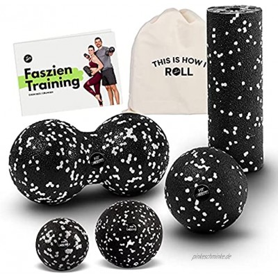 Faszientraining Set Mini Faszienrolle und 8cm Ball – Faszienset zur effektiven Faszien & Triggerpunkt Behandlung – punktuelle Massage inkl. Anleitung