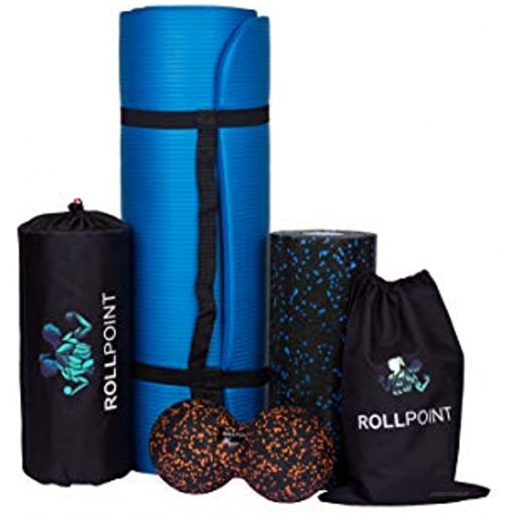 Roll Faszienrolle Duoball Faszien Gym Mat Schaumstoffrolle mit Massageball Rücken und Yoga Matte Selbstmassage Fitness Ball + Yoga Mat Set