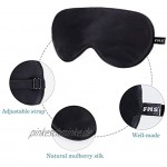 FMS Natürliche Seide Schlafmaske 2 Pcs Schlafbrille mit Verstellbarem Gummiband Hochwertige Augenmaske für Schlafenszeit und Reisen 2pcs Schwarz