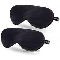 FMS Natürliche Seide Schlafmaske 2 Pcs Schlafbrille mit Verstellbarem Gummiband Hochwertige Augenmaske für Schlafenszeit und Reisen 2pcs Schwarz