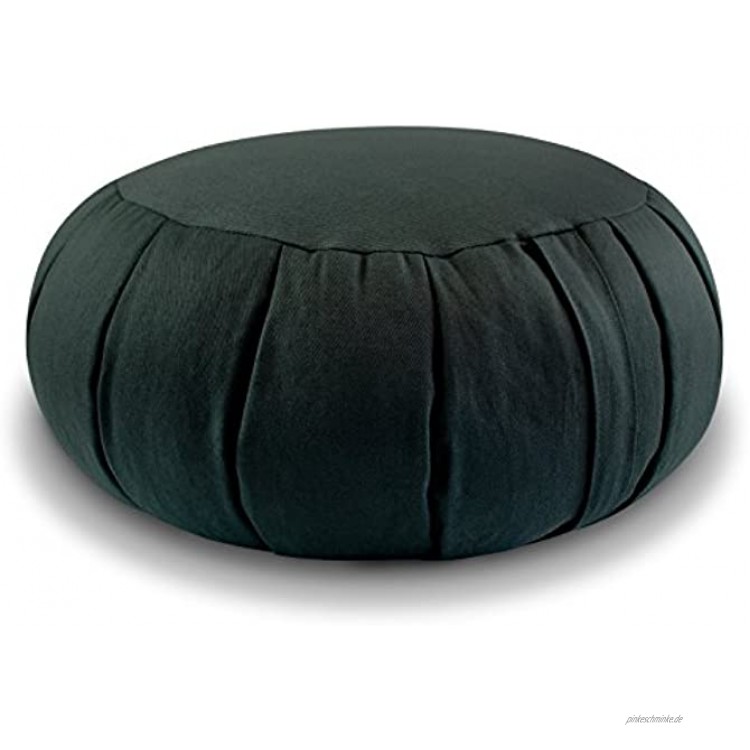Grinscard Meditationskissen Zafu aus Baumwolle gefüllt mit Buchweizenschalen ca. Ø 40 cm x 15 cm Hoch Gewicht: ca. 3kg Farbe: Schwarz