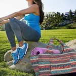 Ridecyle Yoga-Tasche große Kapazität böhmischen ethnischen Print Canvas Yoga-Tasche mit multifunktionellen Aufbewahrungstaschen