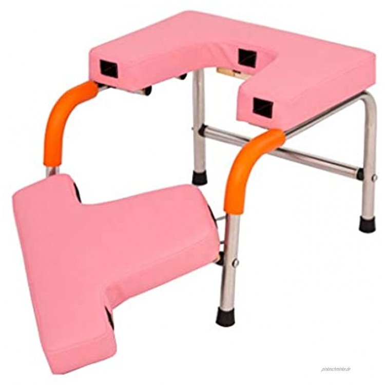 Niuniu Inversion Yoga Edelstahl Upside Chair Gym Fitnessgeräte Anti Gravity Gebäude Trainingsmaschine Maschine Handstand Color : Pink