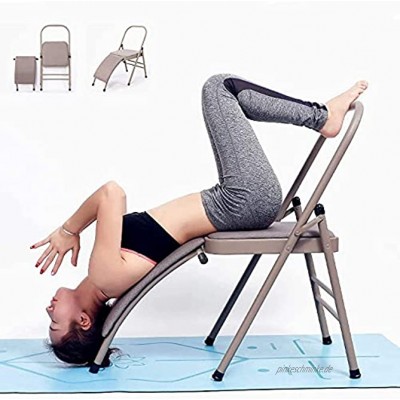 XHDM Yoga Kopfstandstuhl Kopfstandhocker Yoga Inversion Chair Klappbar Multifunktions Hilfsstuhl Bis Zu 220 Kg Yoga Stuhl abnehmbar Hilfe Trainer,Withlumbarsupport